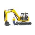 Bruder - Mini Excavator Cat Cu Muncitor - imagine 3