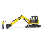 Bruder - Mini Excavator Cat Cu Muncitor - imagine 4