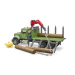 Bruder - Camion Lemne Mack Granite Cu Macara De Incarcare, Graifer Si 3 Busteni - imagine 5