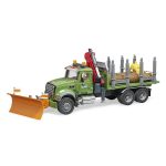 Bruder - Camion Lemne Mack Granite Cu Macara De Incarcare, Graifer Si 3 Busteni - imagine 3
