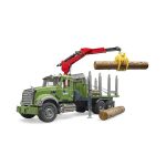 Bruder - Camion Lemne Mack Granite Cu Macara De Incarcare, Graifer Si 3 Busteni - imagine 6