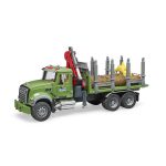 Bruder - Camion Lemne Mack Granite Cu Macara De Incarcare, Graifer Si 3 Busteni - imagine 7