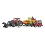 Bruder - Tractor Case Ih Optum 300 Cvx Cu Incarcator Frontal Si Remorca Transport Cu 8 Baloti - imagine 2
