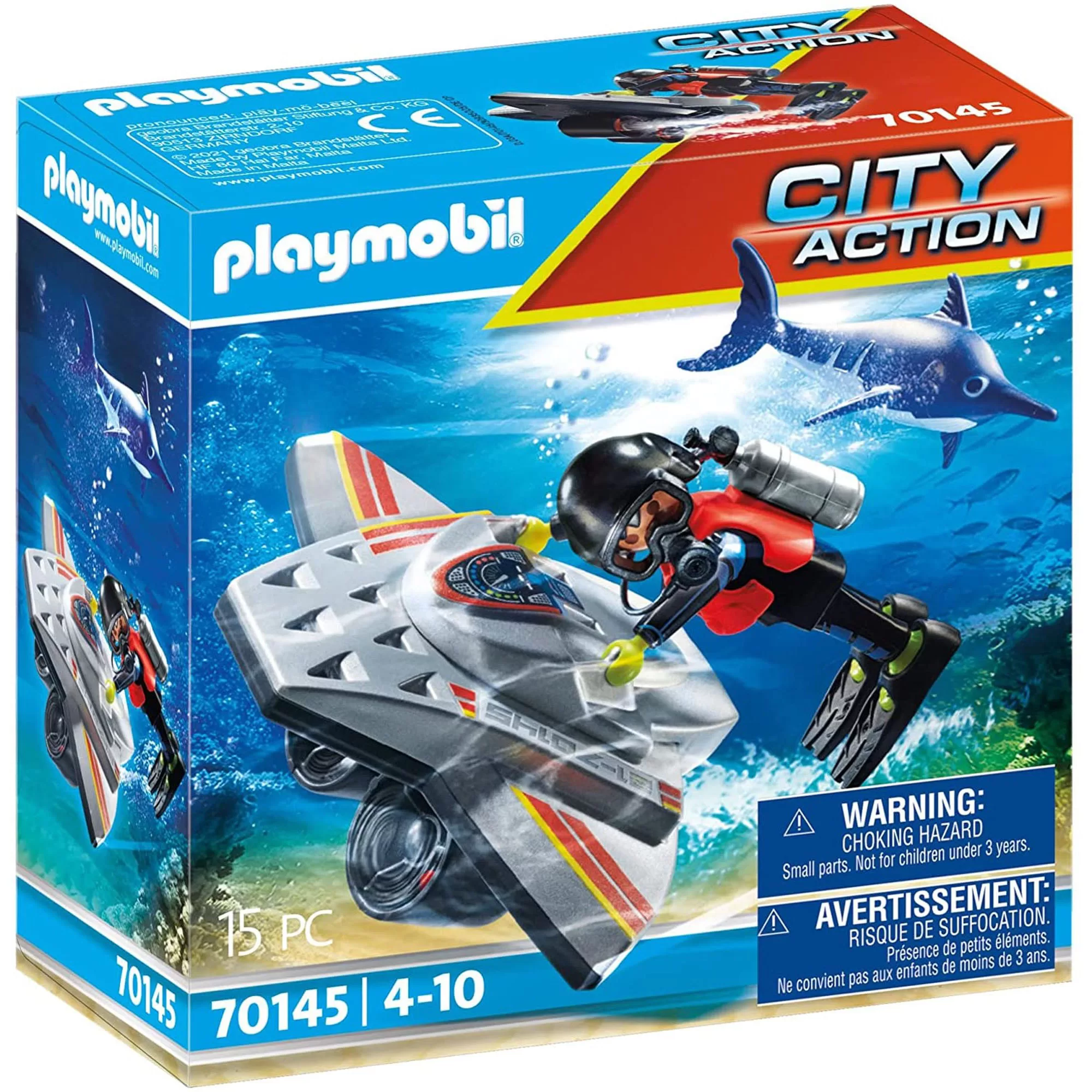 SCAFANDRU CU SCUTER SUBACVATIC Playmobil - Scafandru Cu Scuter Subacvatic - imagine 1