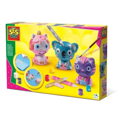SET CREATIV MULAJ SI PICTURA- ANIMALE CU GLITTER-01289-Ses Creative-8710341012892
