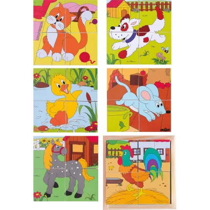 PUZZLE CUBURI CU IMAGINI- ANIMALE DE LA FERMA
