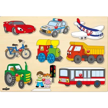 PUZZLE INCASTRU DIN LEMN- MIJLOACE DE TRANSPORT-91906-Woodyland-8591864919062