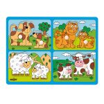 PUZZLE CU BUTONI- ANIMALE DE COMPANIE CU PUII LOR-91913-Woodyland-8591864919130