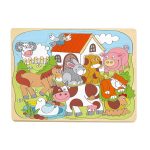 PUZZLE LEMN IN RELIEF- ANIMALE DE LA FERMA-91929-Woodyland-8591864919291