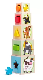 Woodyland - PIRAMIDA DE STIVUIRE CU ANIMALE- 5 PIESE - imagine 5