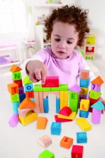 Hape - CUBURI DIN LEMN DE CONSTRUIT- LITERE SI CIFRE, 80 BUC (CUTIE DE CARTON) - imagine 3