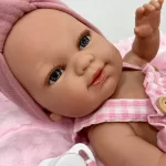 Nines D'Onil - Papusa Artizanala cu miros de vanilie - Vichy bebelus cu hainute roz (37 cm) - imagine 2