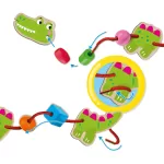 Ses Creative - Jucarie din lemn - Set de insirat animale si margele - imagine 3