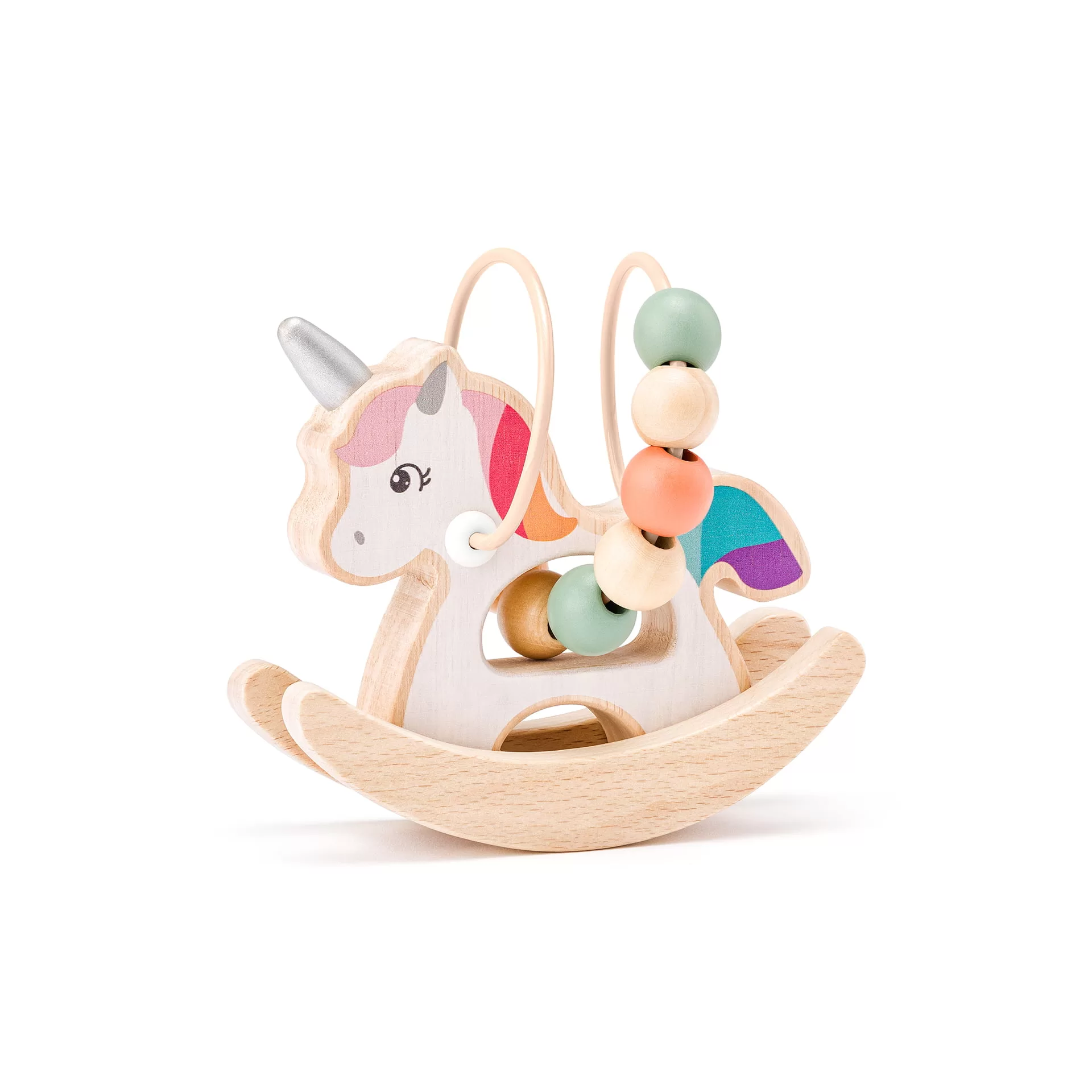 Woodyland - Jucarie din lemn - Unicorn cu margele jucarii