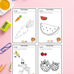 Coloring Worksheets for Preschool with example, Set of 50 Coloring Pages, age +3